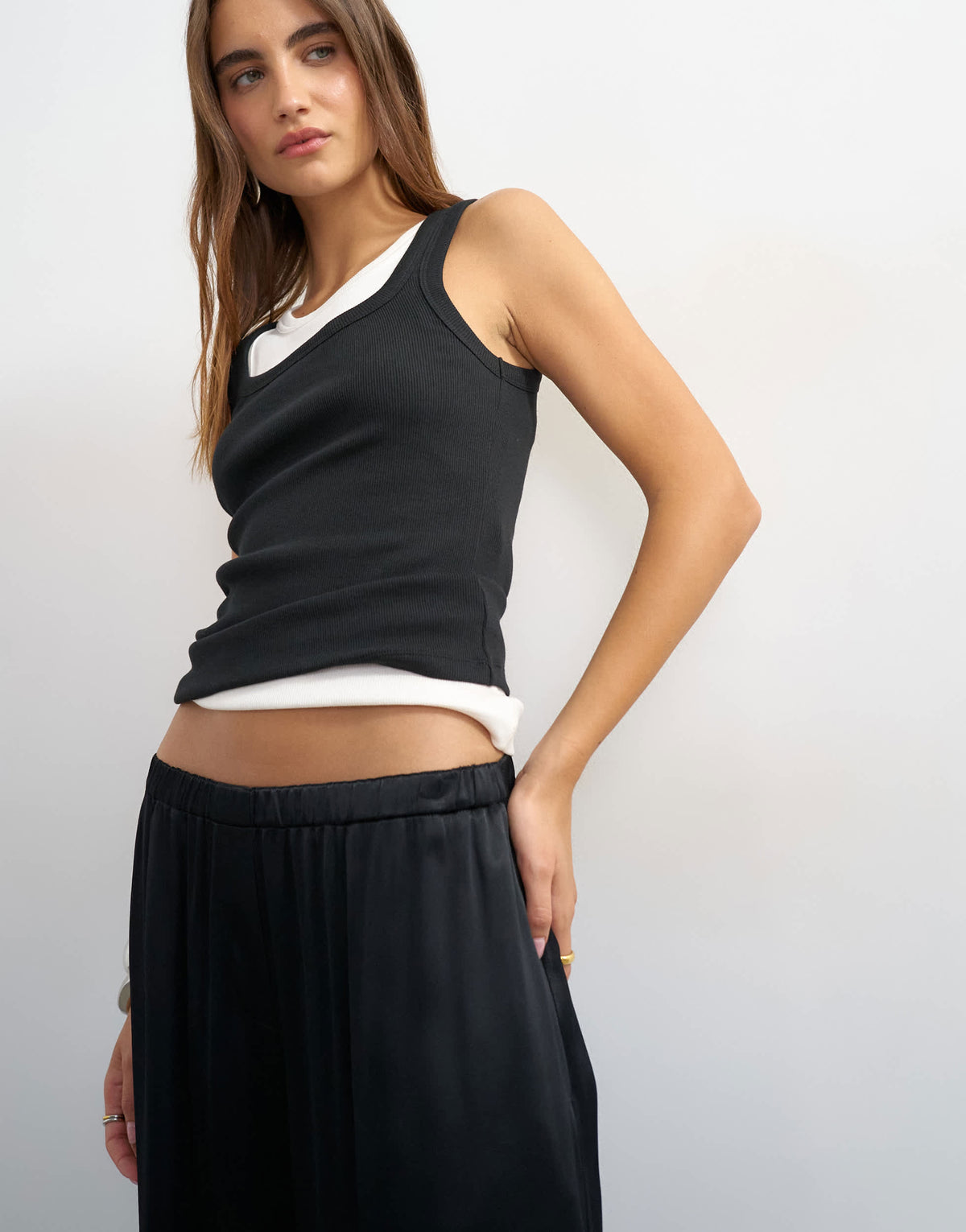 Topshop satin culotte in black