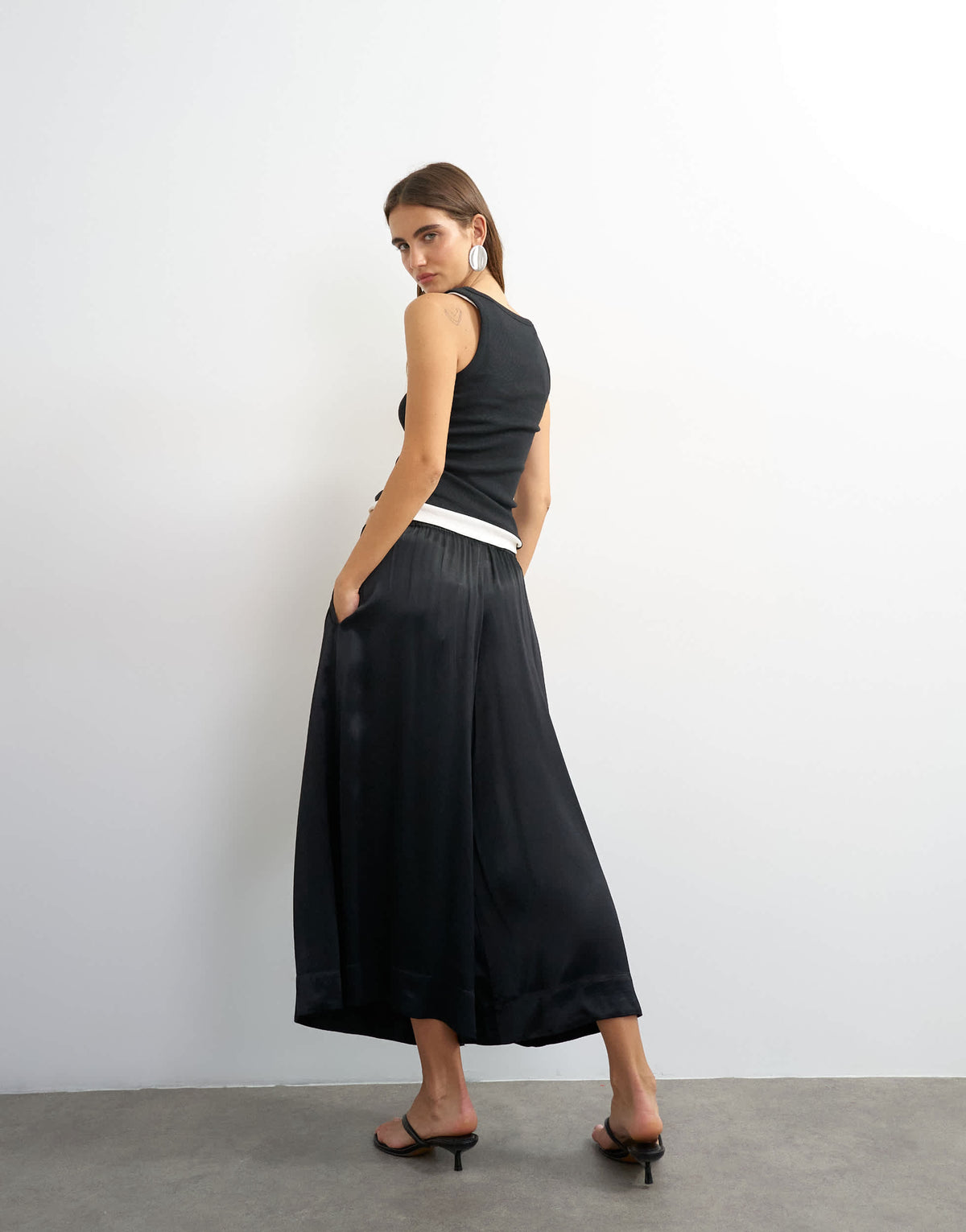 Topshop satin culotte in black