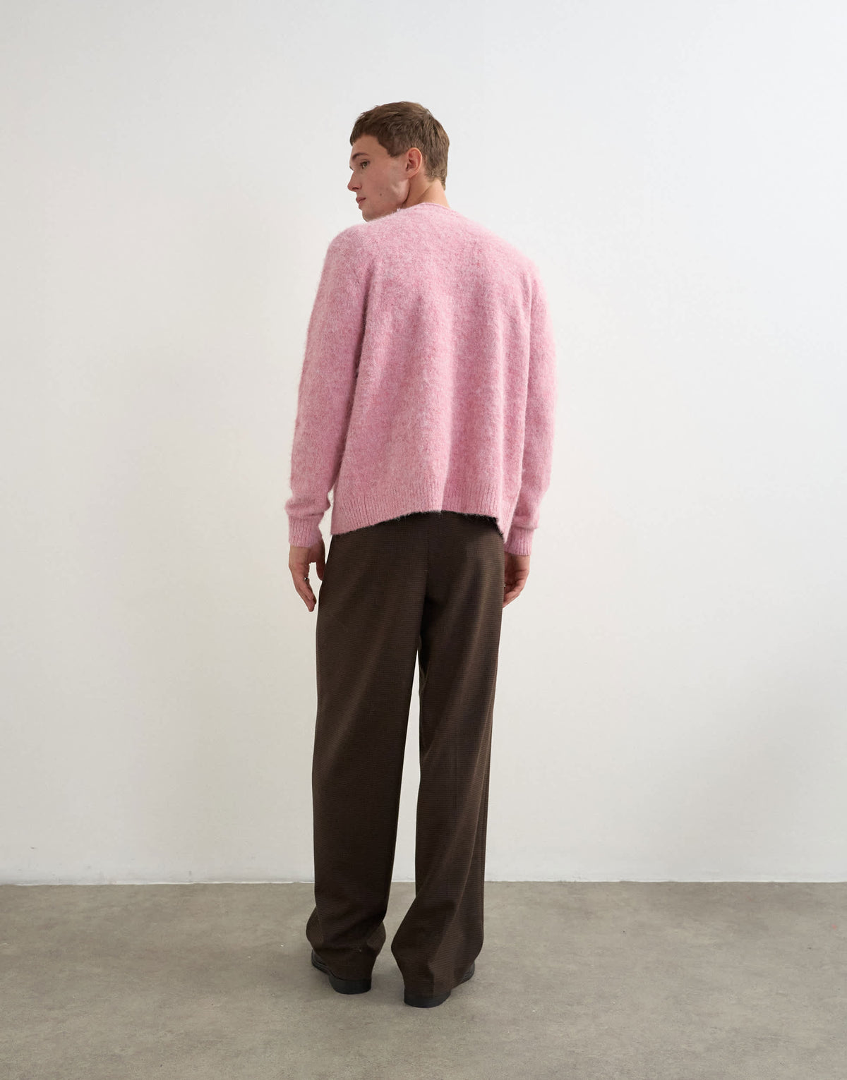 Topman wide leg puppytooth trouser with triple pleats in brown