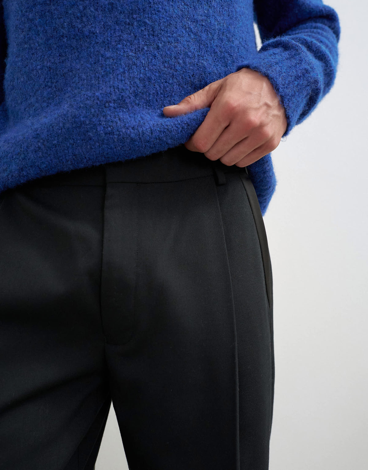 Topman relaxed fit tuxedo trouser in black