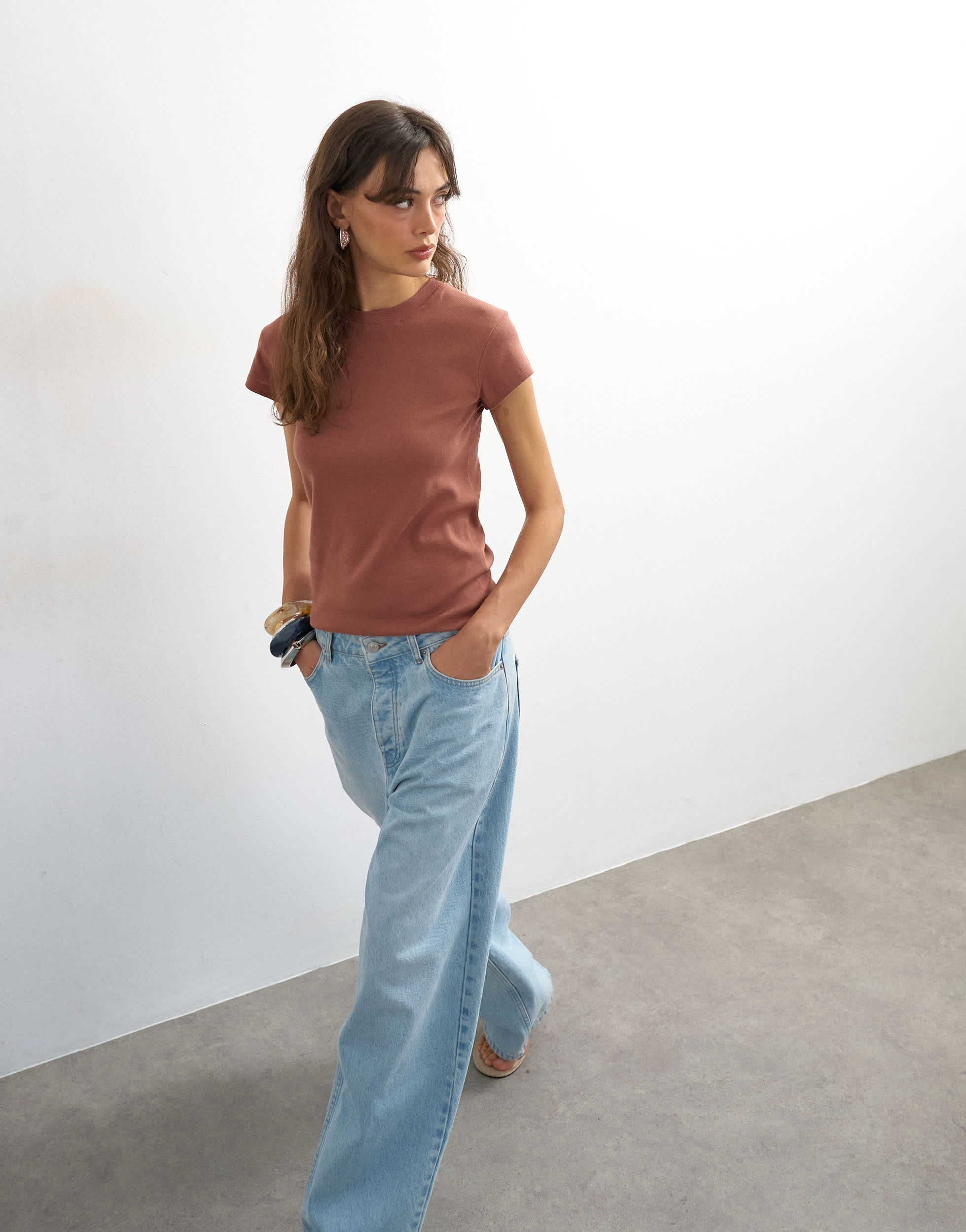 Topshop everyday tee in washed burgundy 