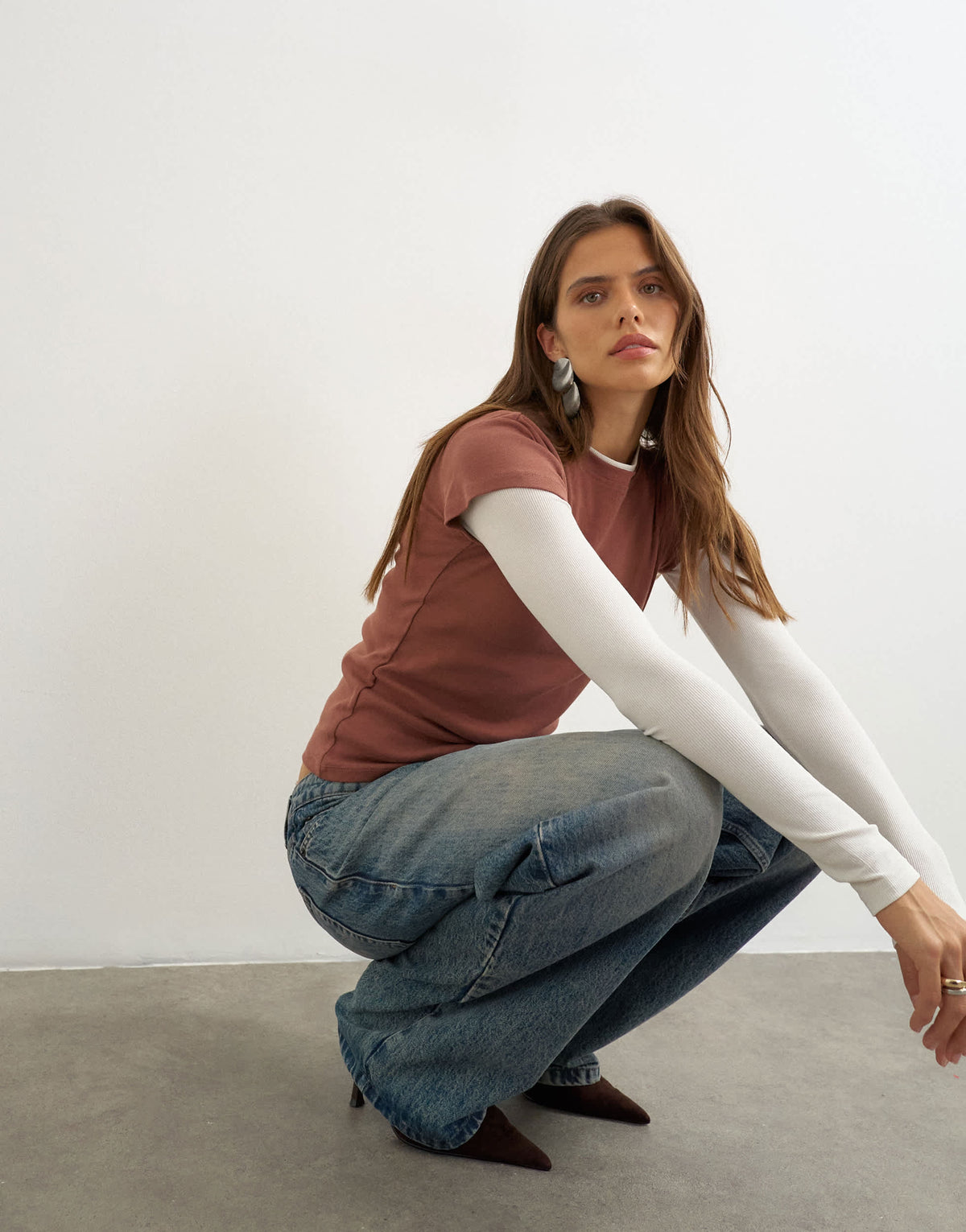 Topshop everyday tee in washed burgundy 