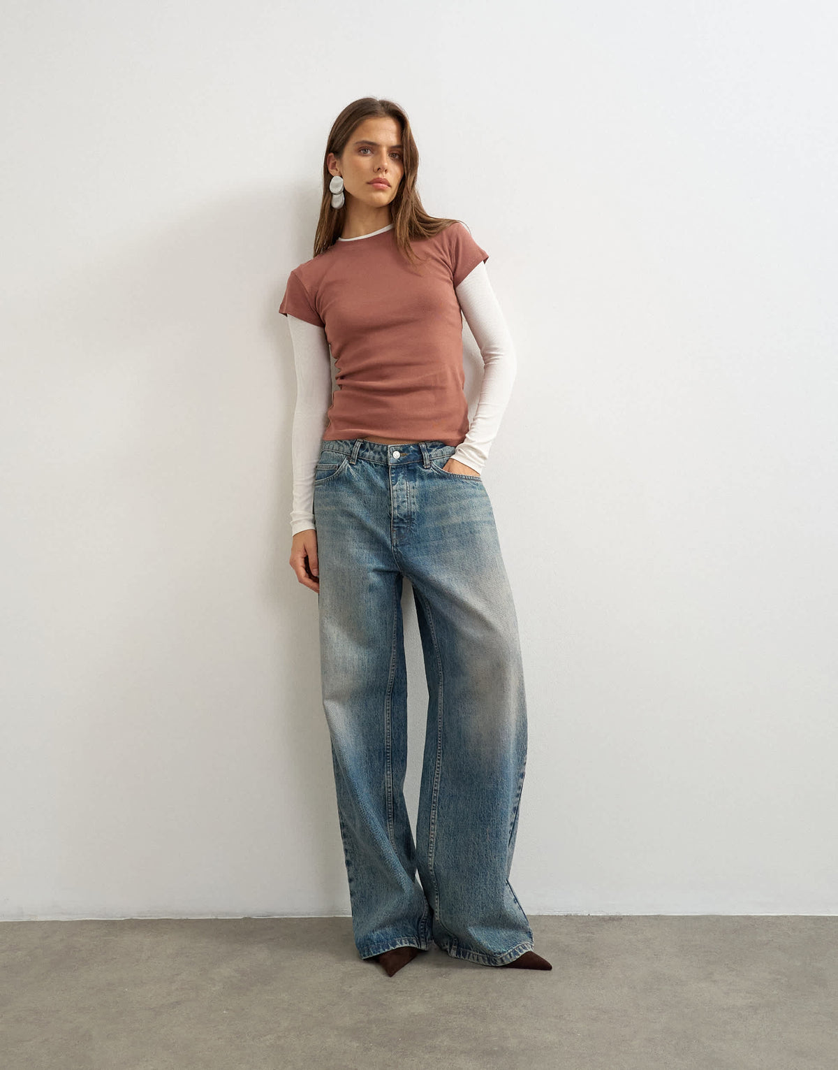 Topshop everyday tee in washed burgundy 