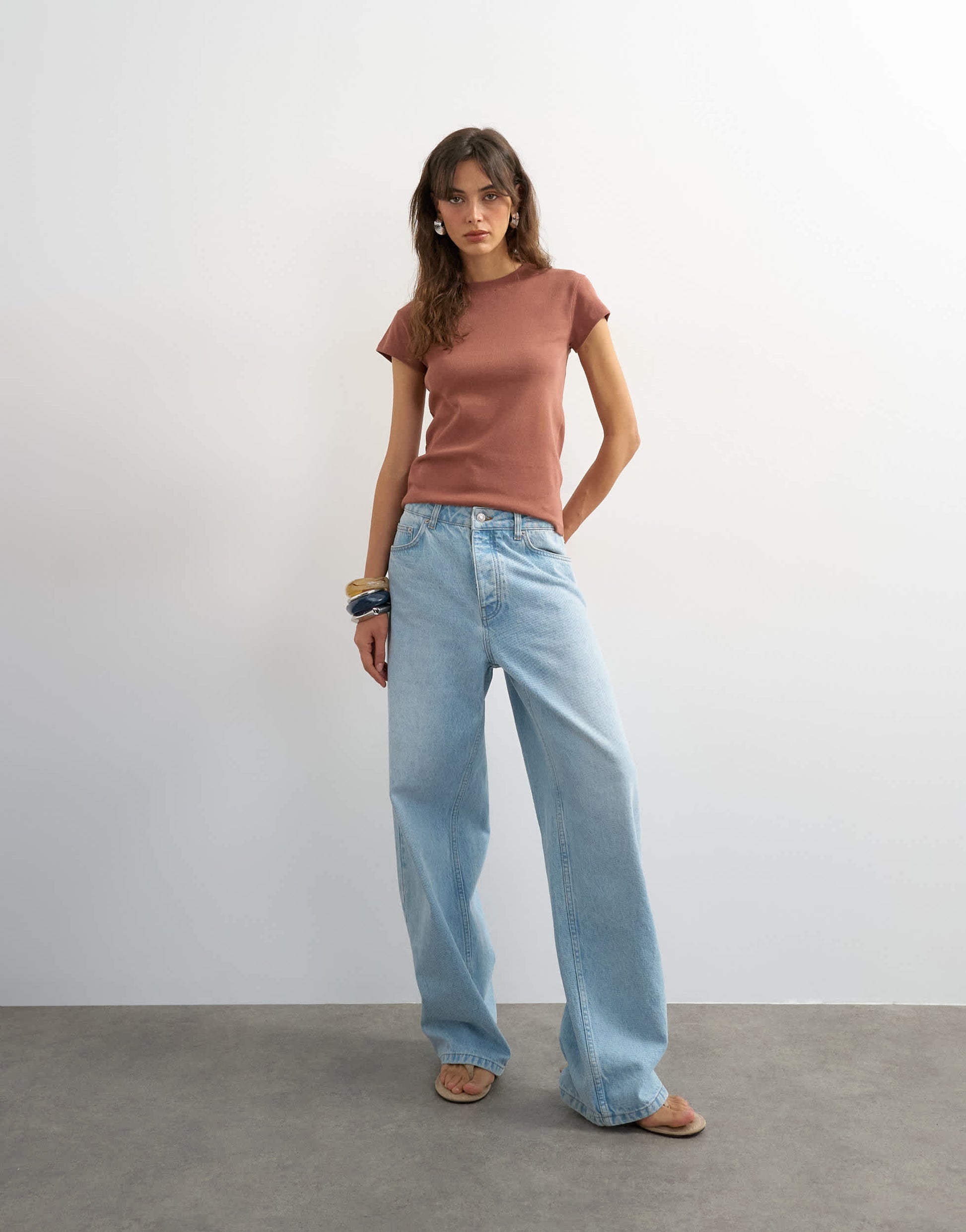 Topshop everyday tee in washed burgundy 