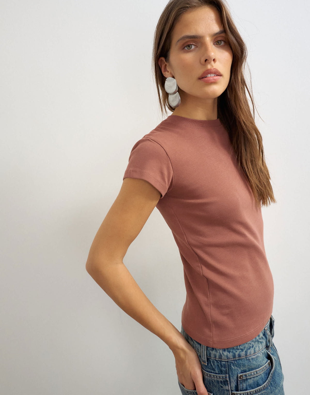 Topshop everyday tee in washed burgundy 