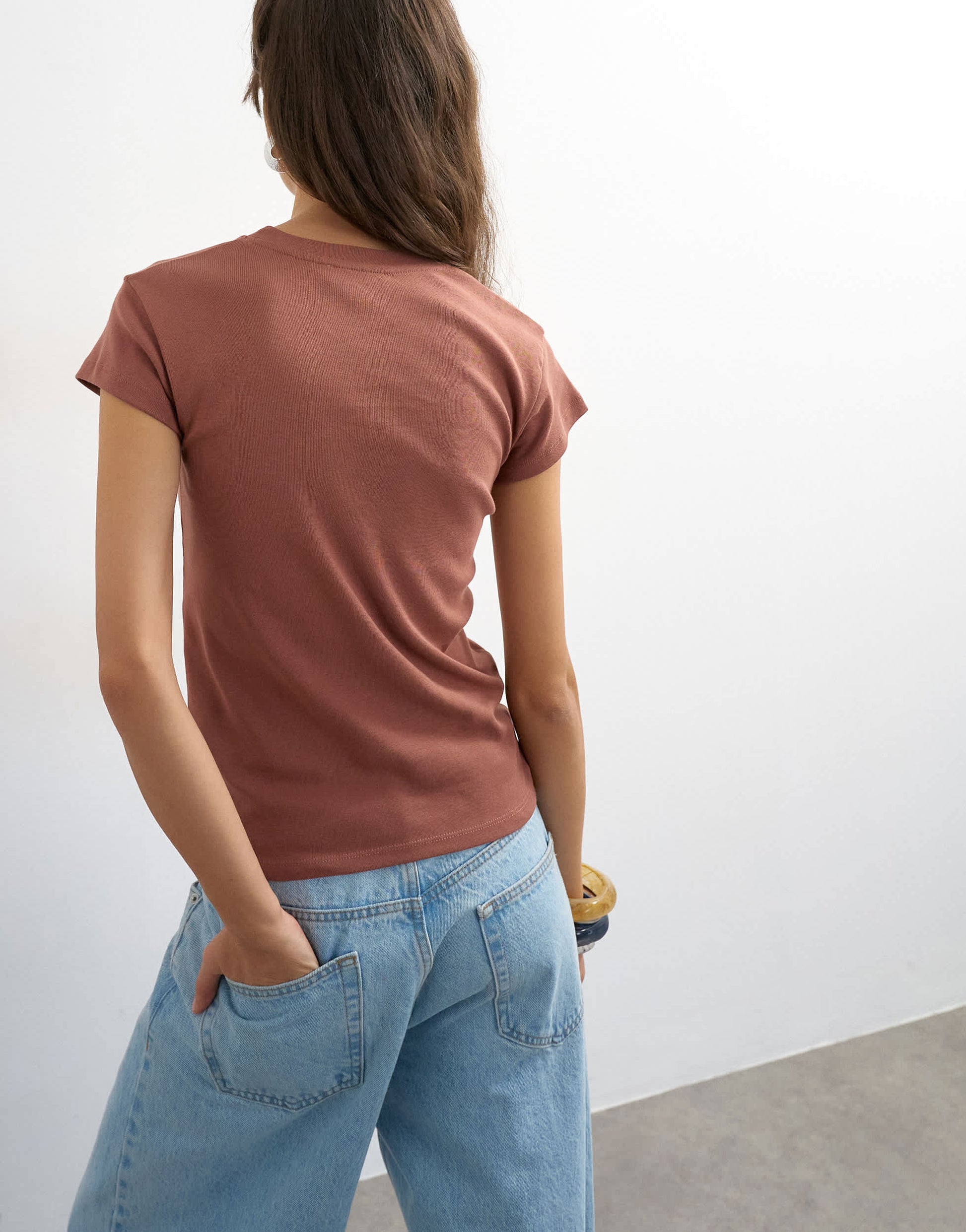 Topshop everyday tee in washed burgundy 