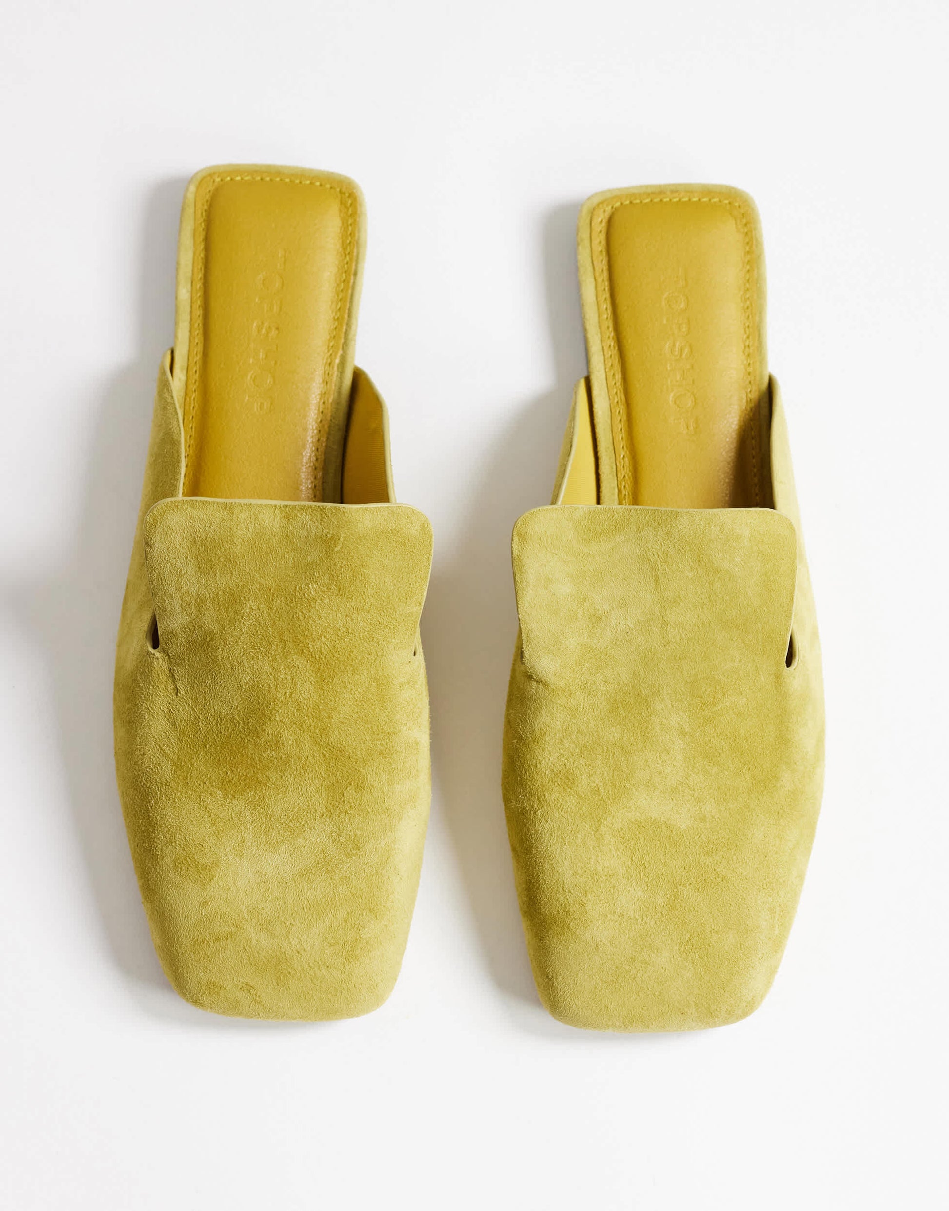 Topshop Della real suede mule in olive