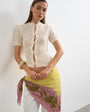 Topshop knitted short sleeve mandarin collar cardigan in ivory