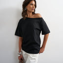Topshop fallen shoulder t-shirt in black