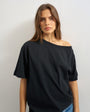 Topshop fallen shoulder t-shirt in black
