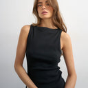 Topshop slash neck racer vest in black