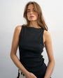 Topshop slash neck racer vest in black
