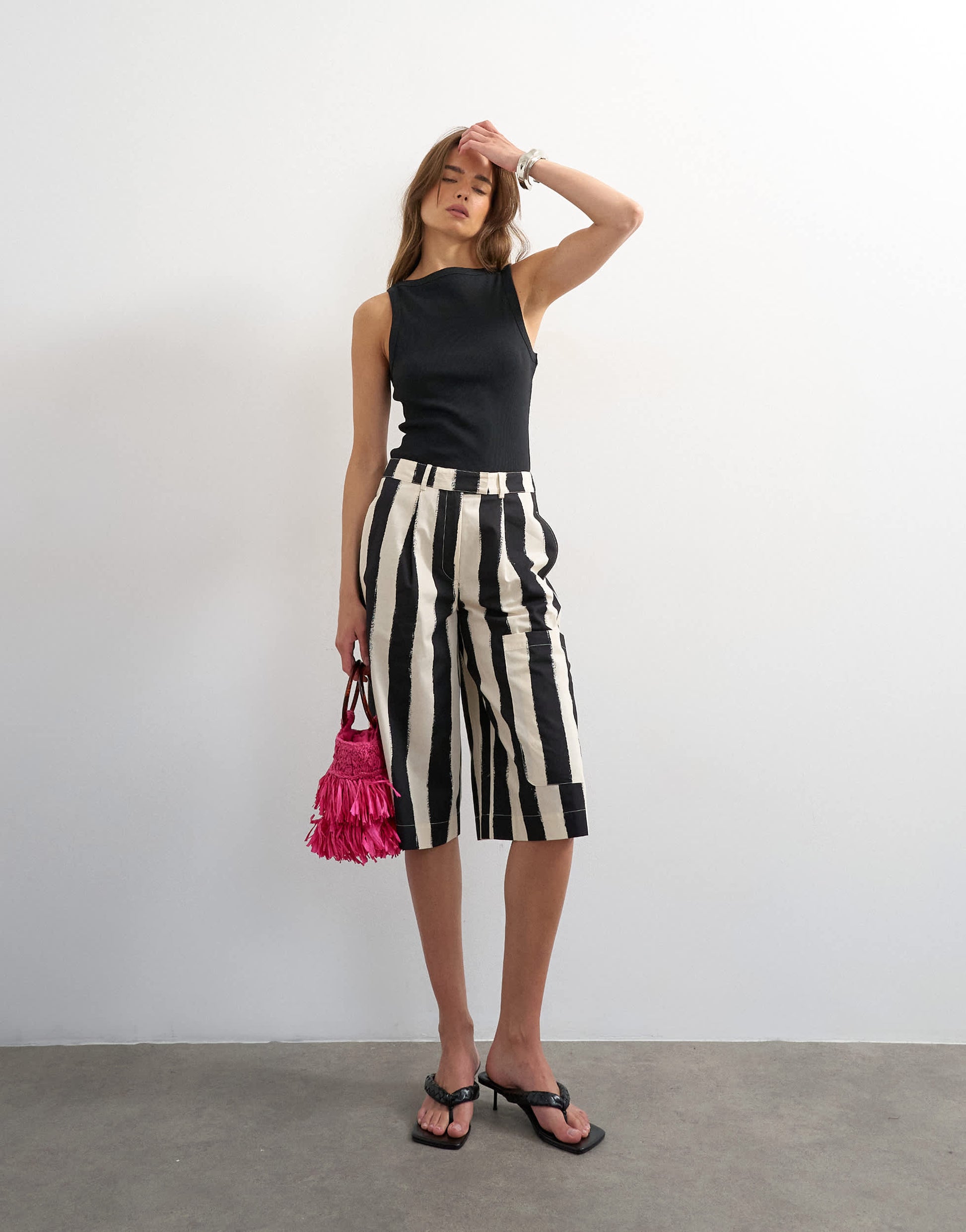 Topshop slash neck racer vest in black
