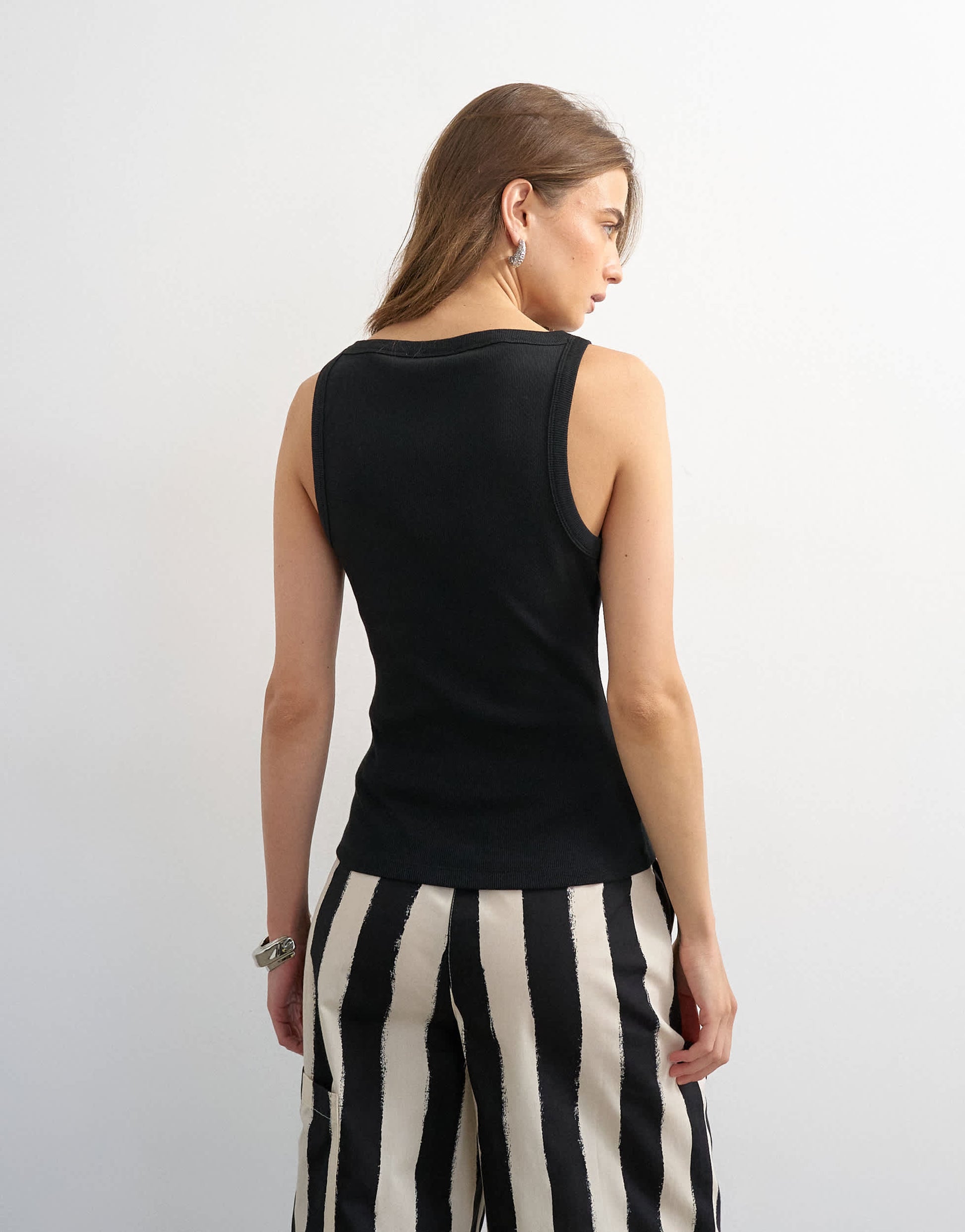 Topshop slash neck racer vest in black