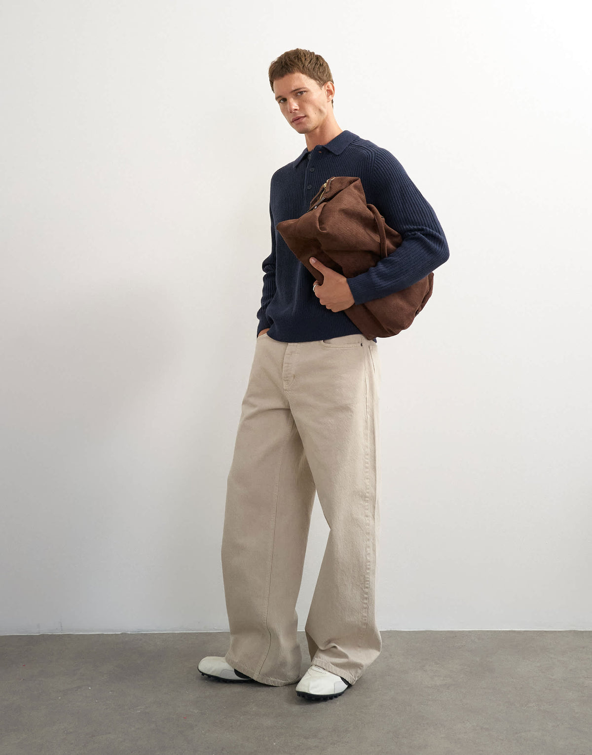Topman classic fit knitted polo in navy