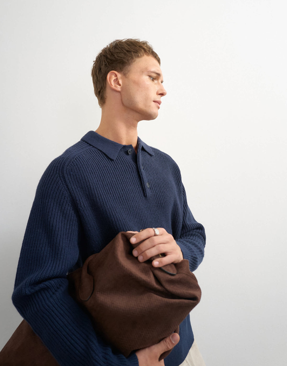 Topman classic fit knitted polo in navy