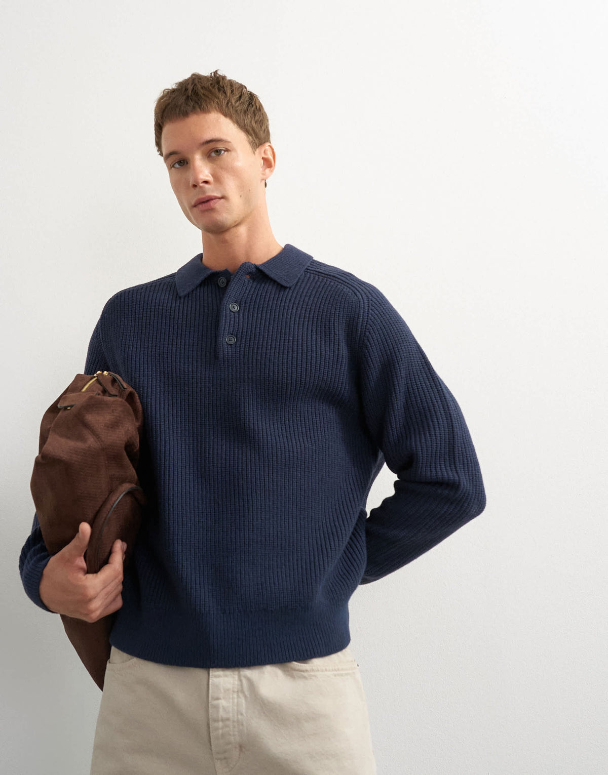 Topman classic fit knitted polo in navy