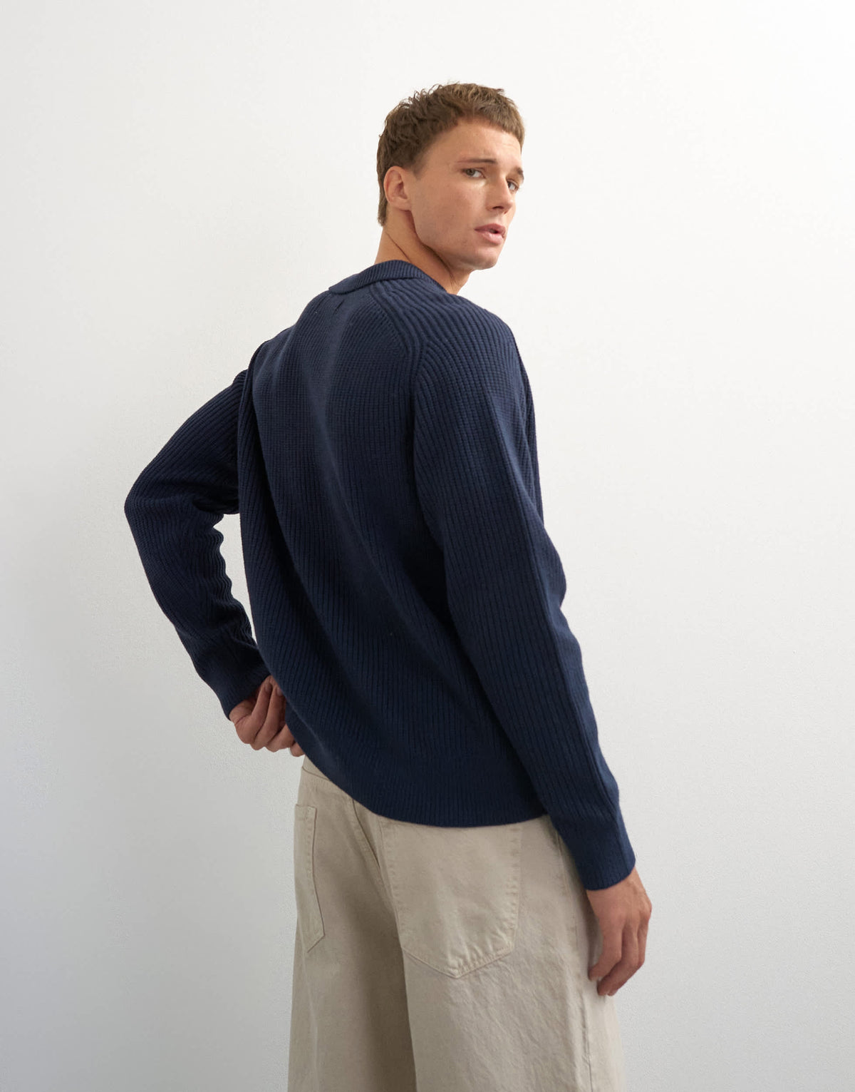 Topman classic fit knitted polo in navy
