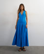 Topshop poplin structured dropped waist maxi dress in cobalt