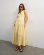 Topshop poplin structured dropped waist maxi dress in buttermilk