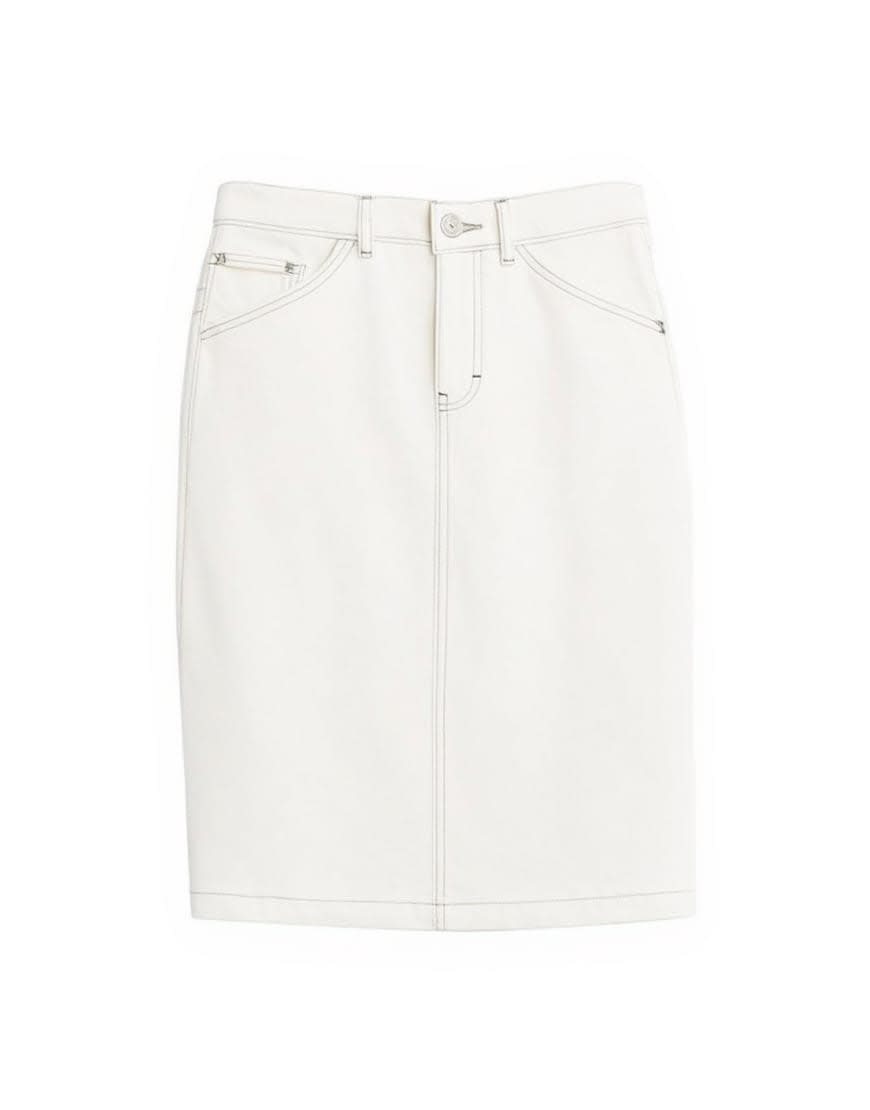 Topshop denim 90s midi skirt in bone