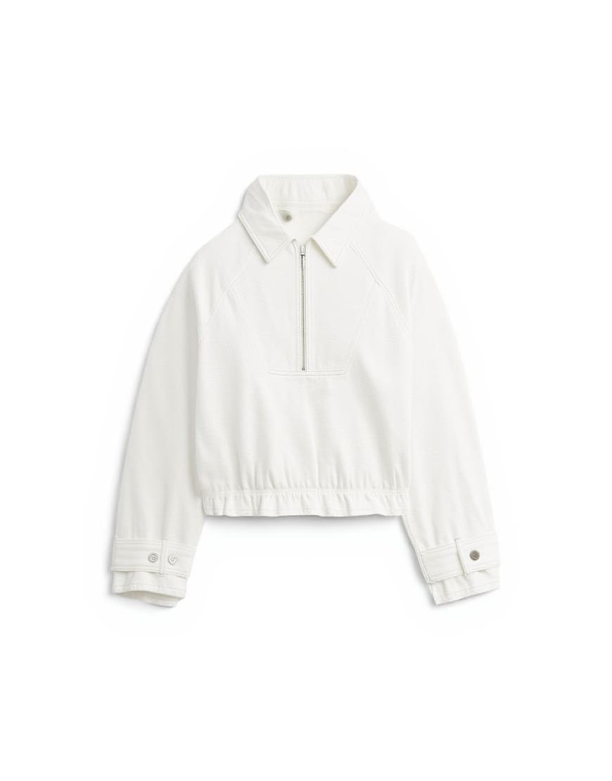 Topshop Denim collared quarter zip blouson jacket in bone