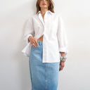 Topshop denim 90s midi skirt in bleach