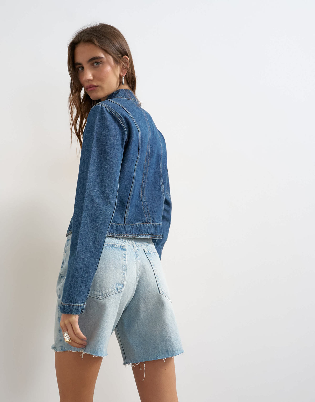 Topshop denim distressed Editor short in bleach