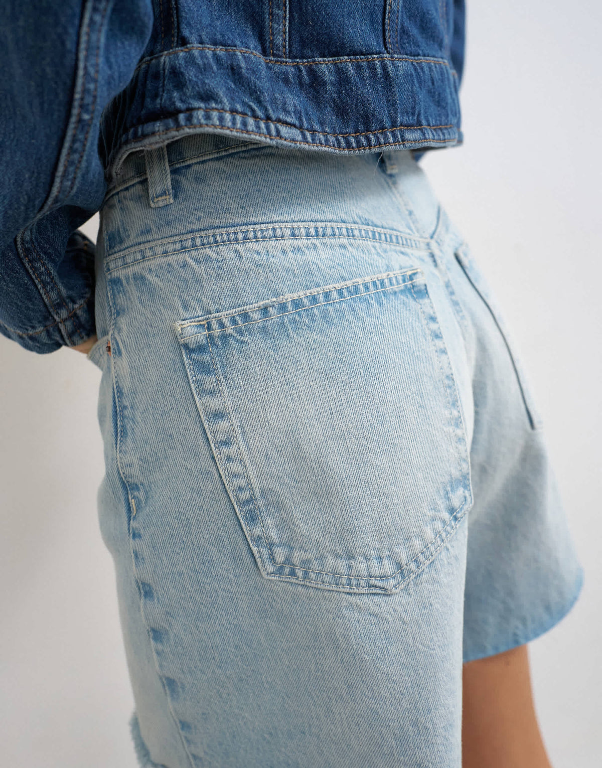 Topshop denim distressed Editor short in bleach