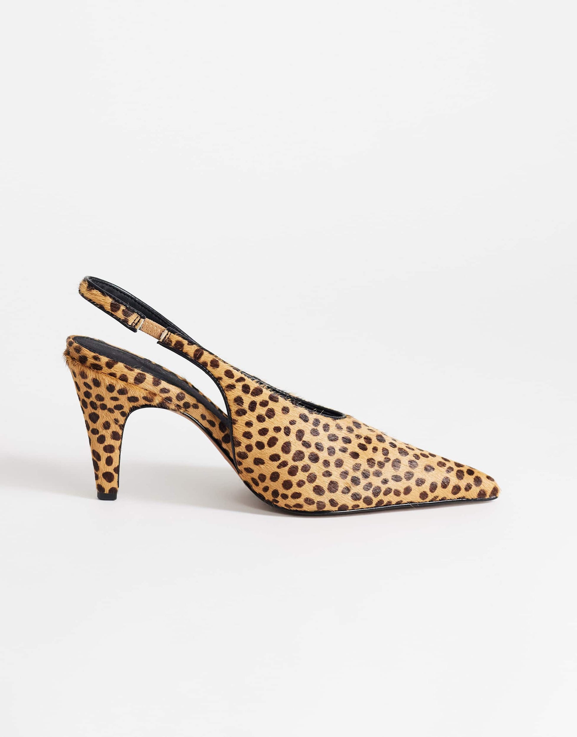 Topshop Arabella cone heel sling back court shoe in deer print