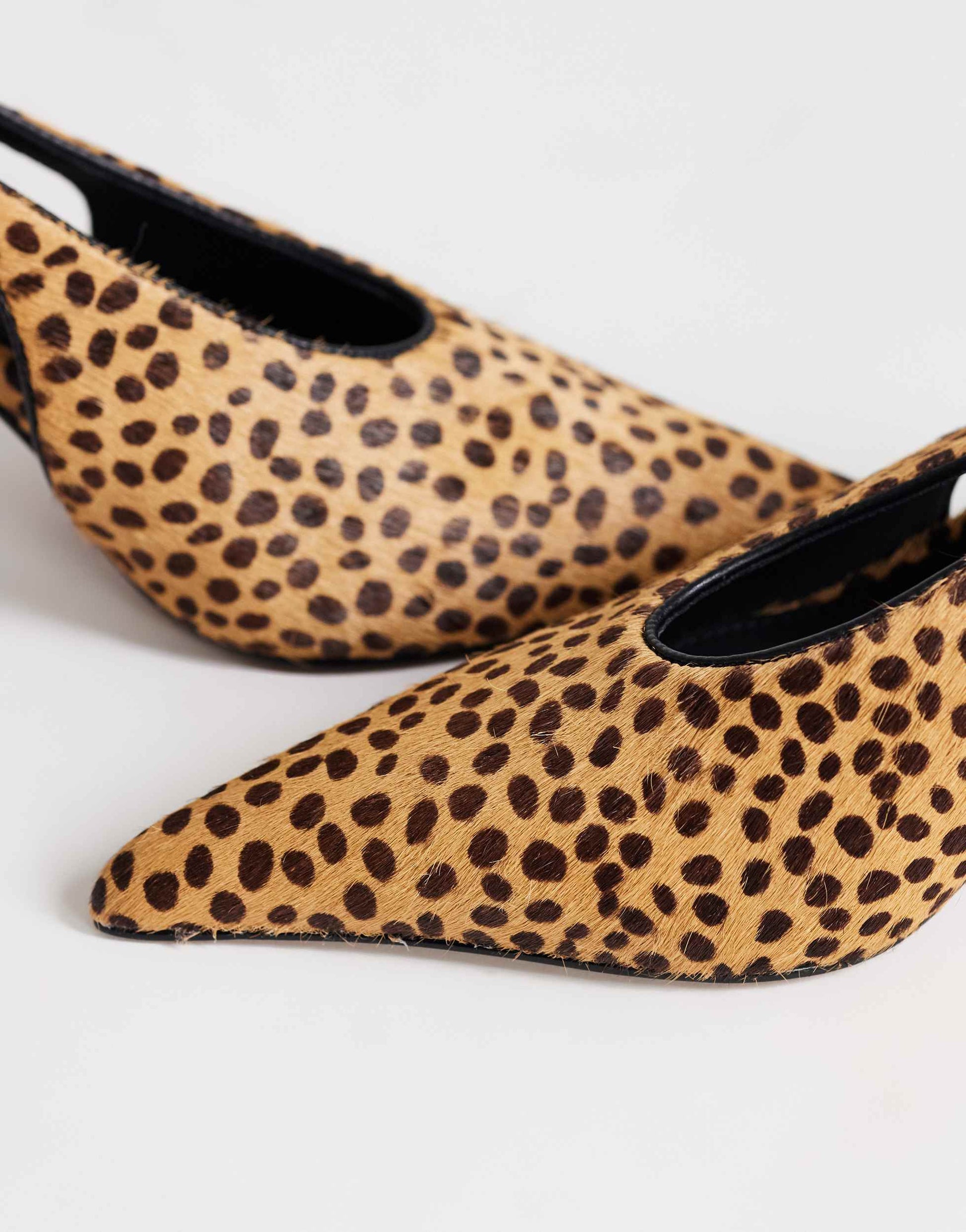 Topshop Arabella cone heel sling back court shoe in deer print