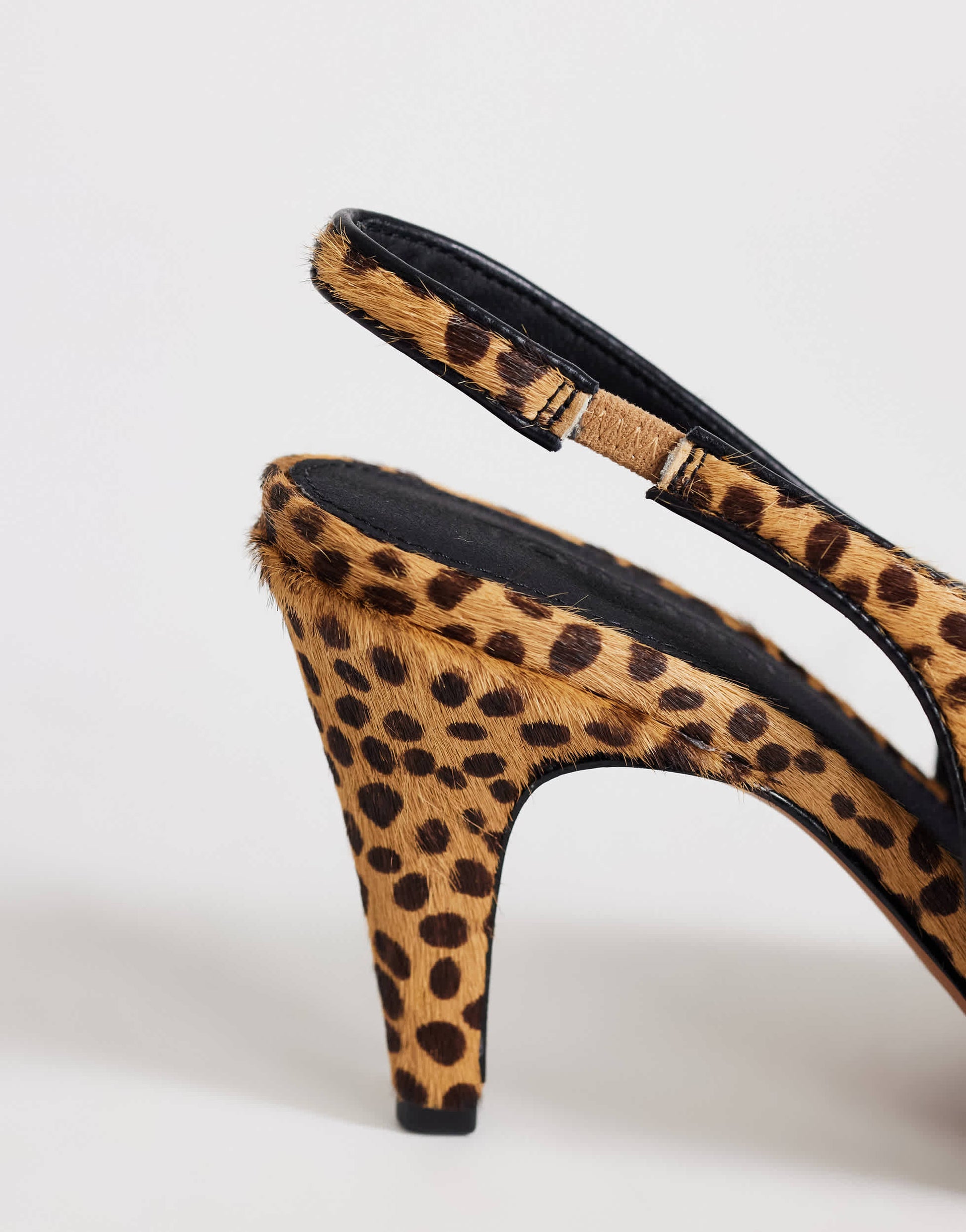 Topshop Arabella cone heel sling back court shoe in deer print