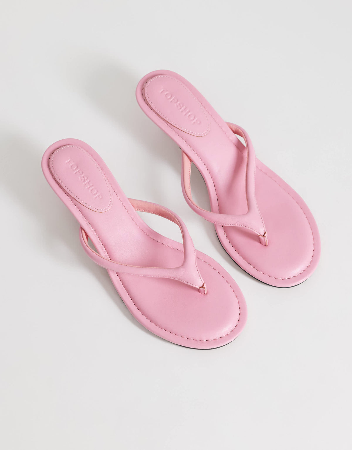 Topshop Axel toe thong mid heel sandal in pink