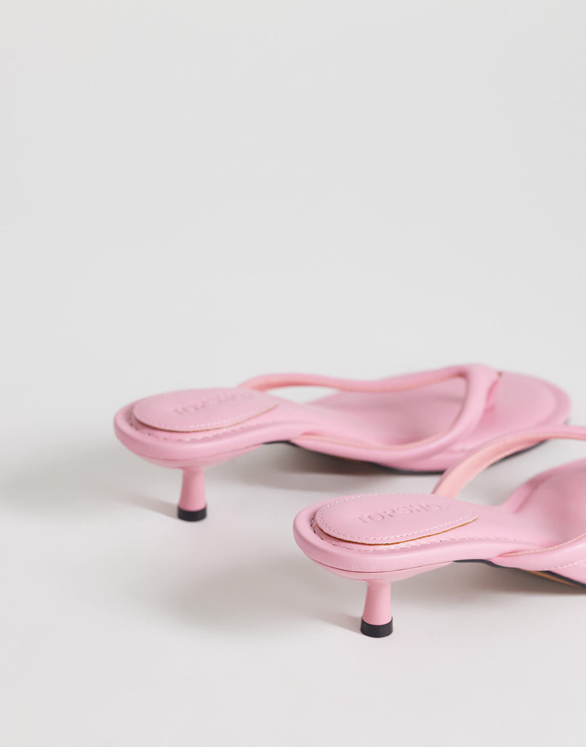 Topshop Axel toe thong mid heel sandal in pink