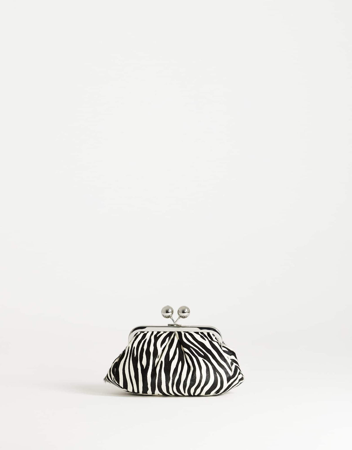 Topshop Clover hair on real leather clutch bag in zebra