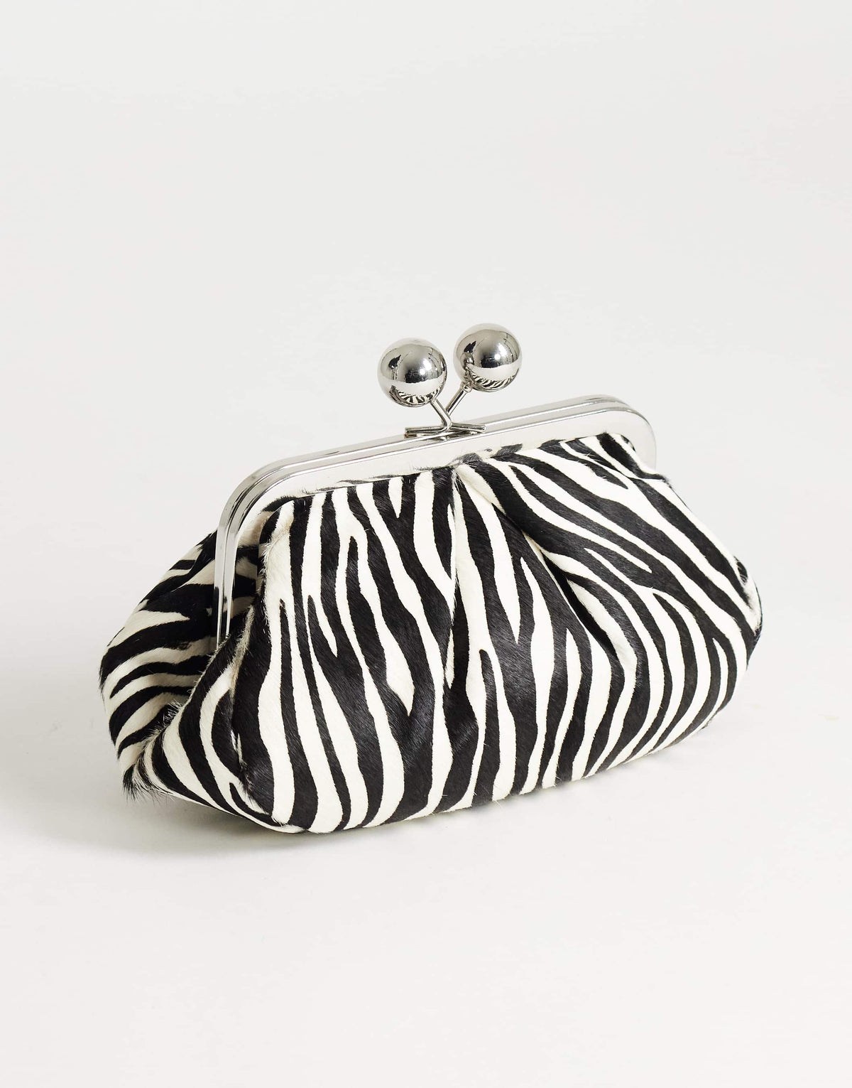Topshop Clover hair on real leather clutch bag in zebra