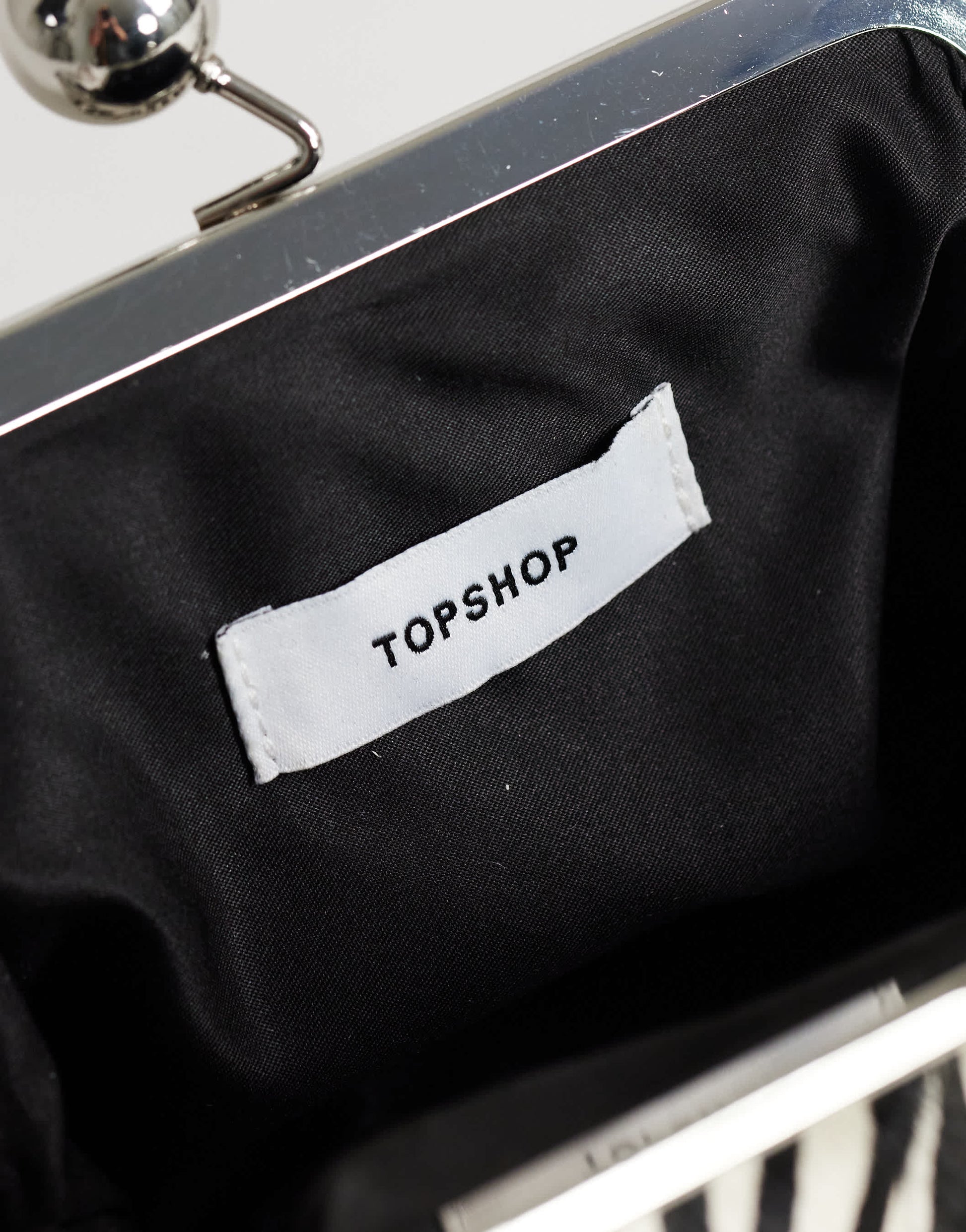Topshop Clover hair on real leather clutch bag in zebra