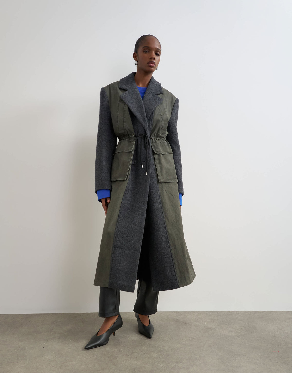 Topshop hybrid longline formal coat in grey