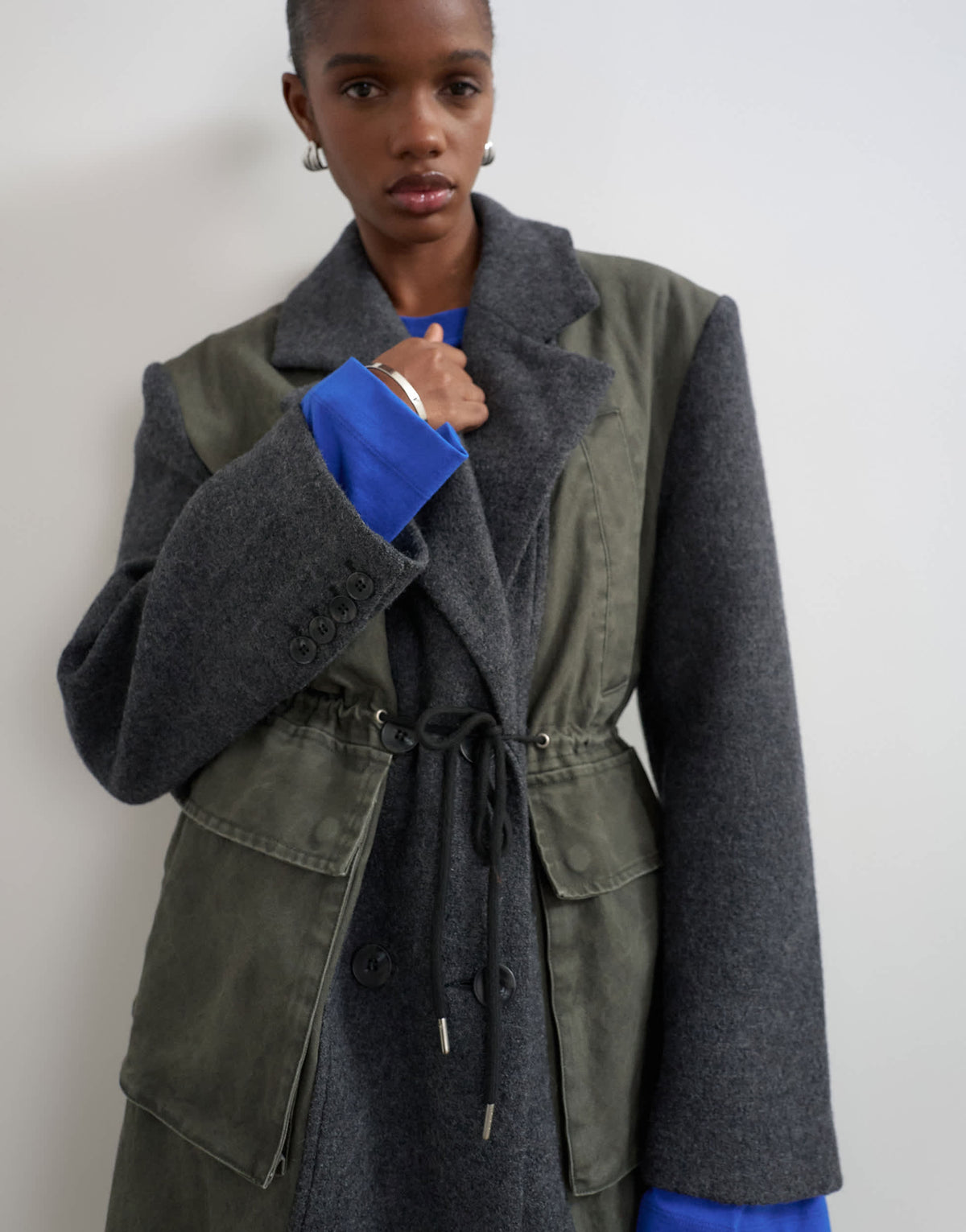 Topshop hybrid longline formal coat in grey