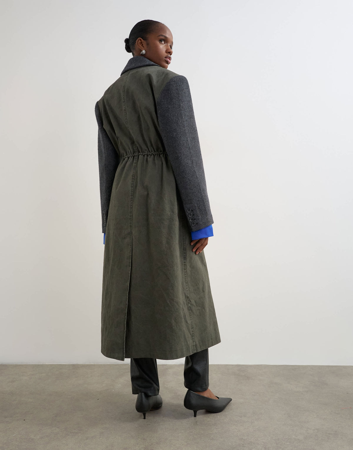 Topshop hybrid longline formal coat in grey