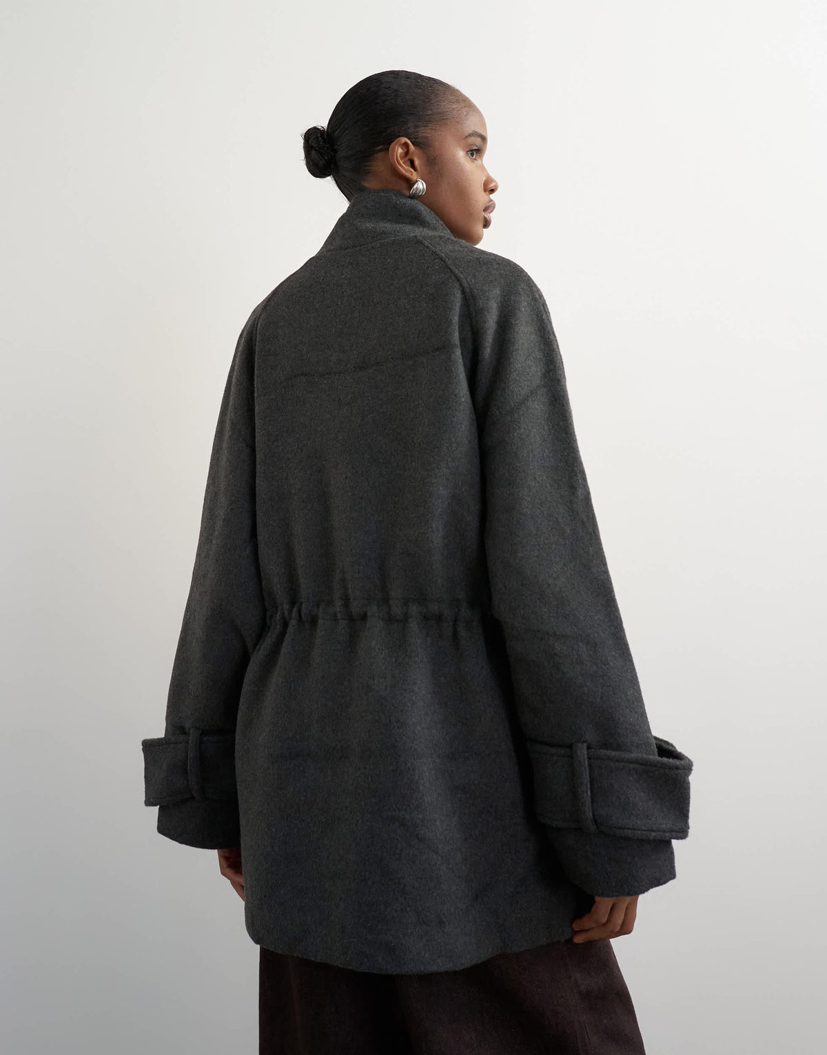 Topshop formal utility cinch waist coat in grey marl