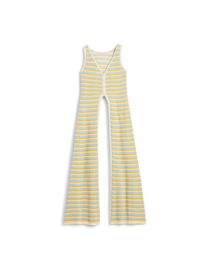 Topshop knitted pleated long line cardi in multi