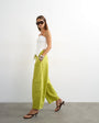 Topshop tie waist cargo trouser in lime green