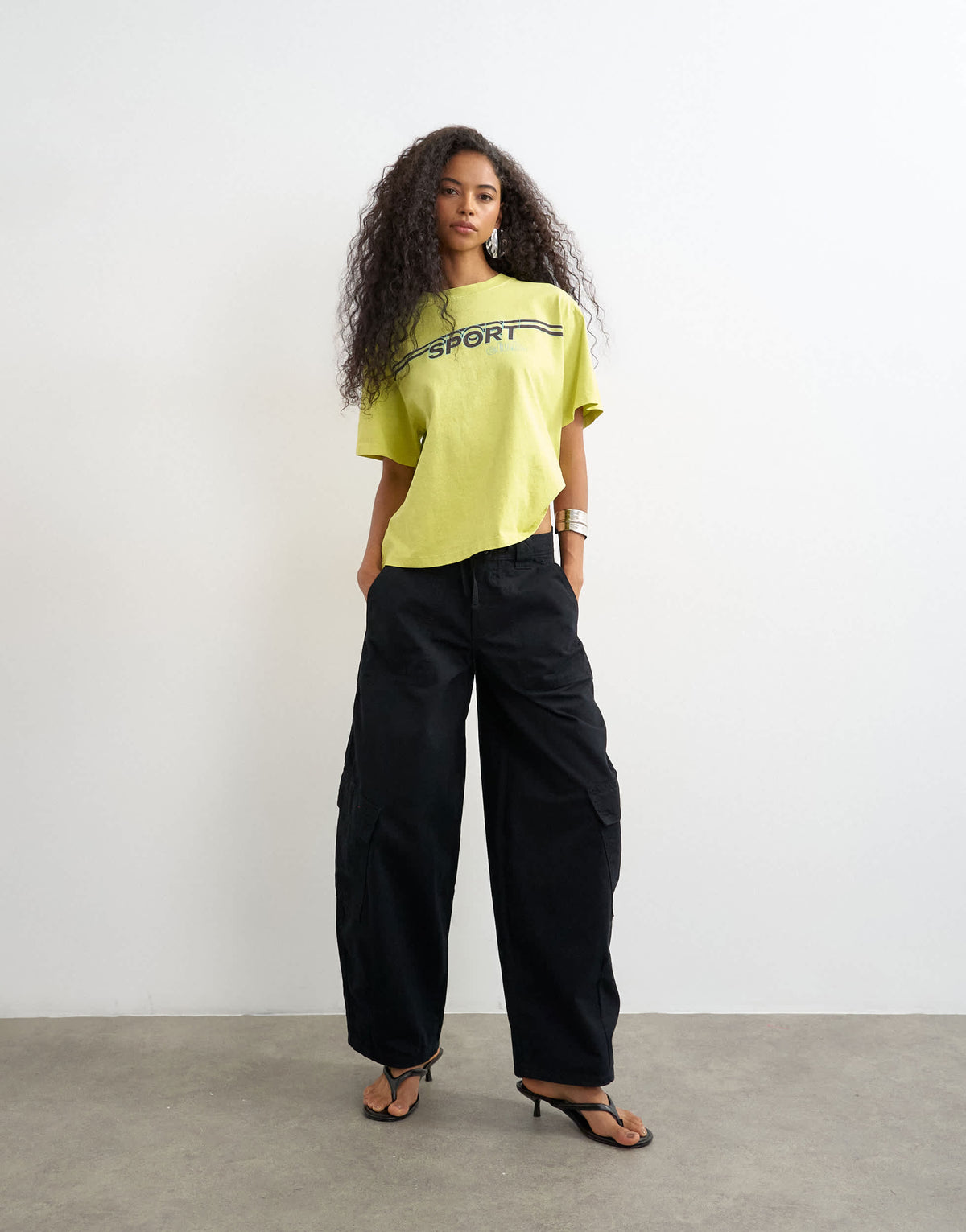 Topshop tie waist cargo trouser in black