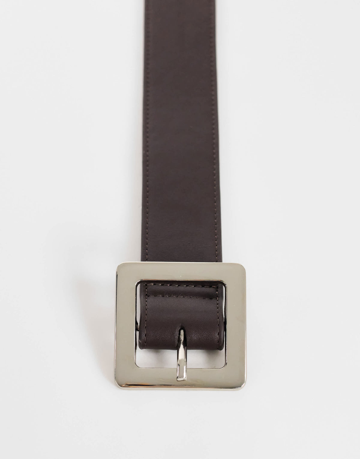 Topshop chunky real leather belt in chocolate