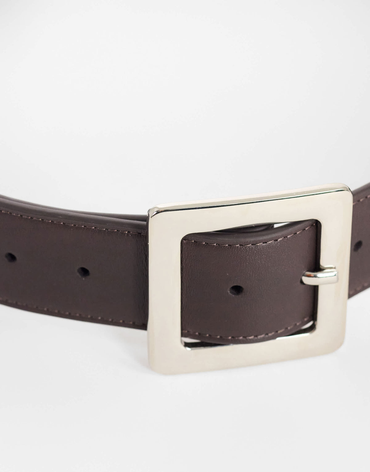 Topshop chunky real leather belt in chocolate