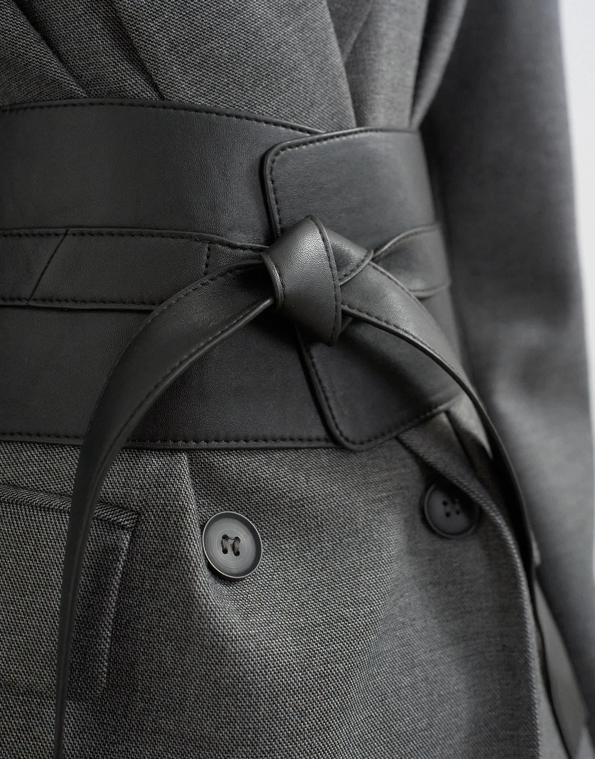 Topshop tie real leather waist belt in black