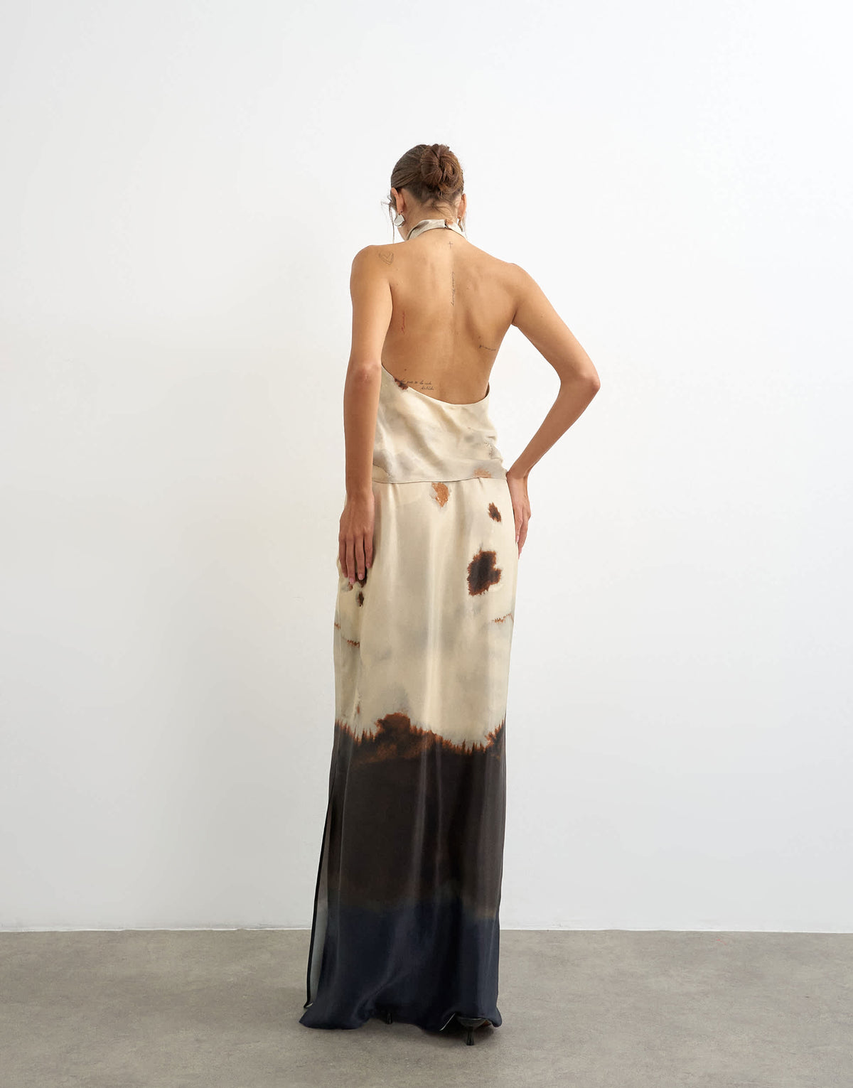 Topshop co-ord printed satin column maxi skirt in abstract print