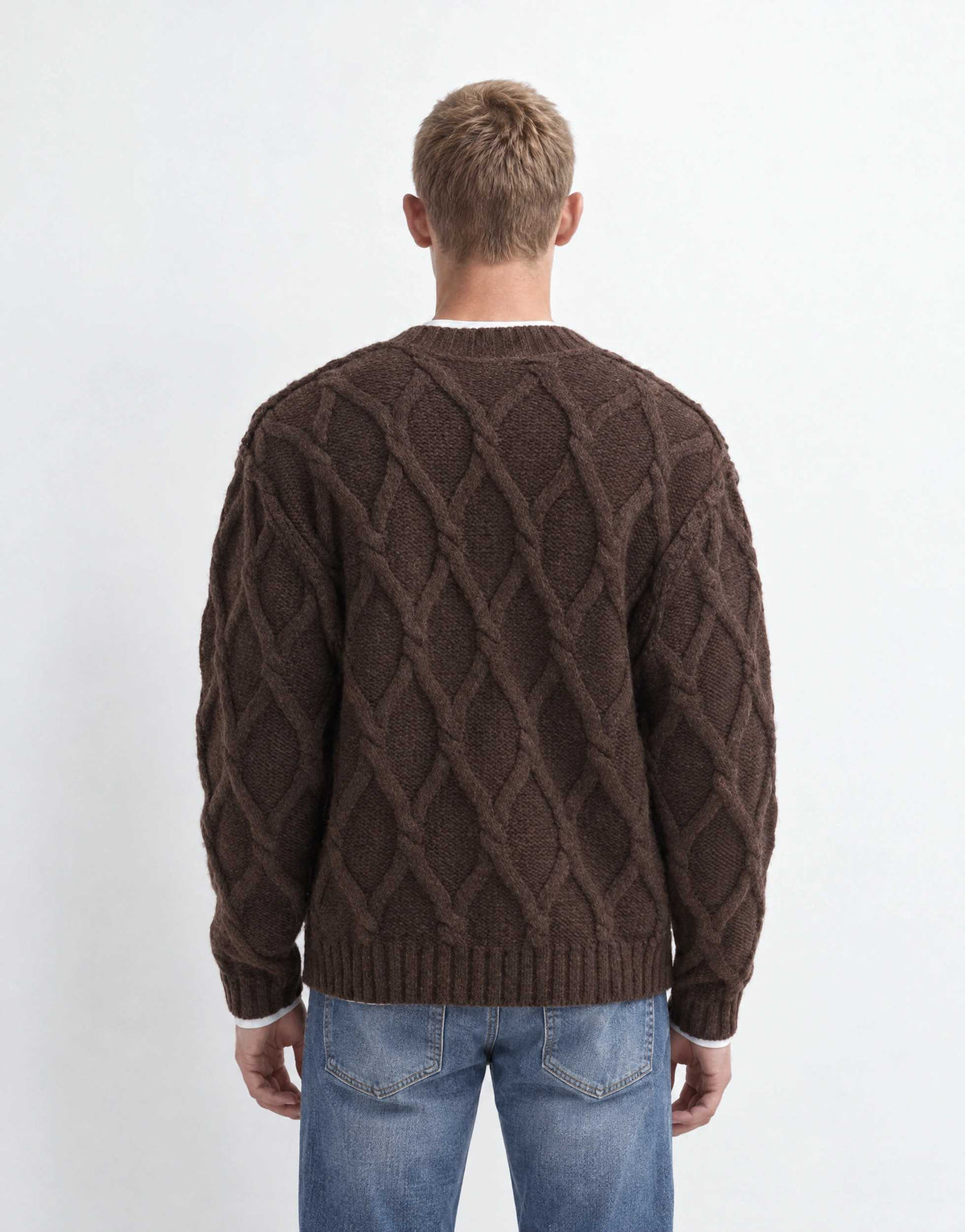 Topman relaxed fit knitted cable cardigan in brown