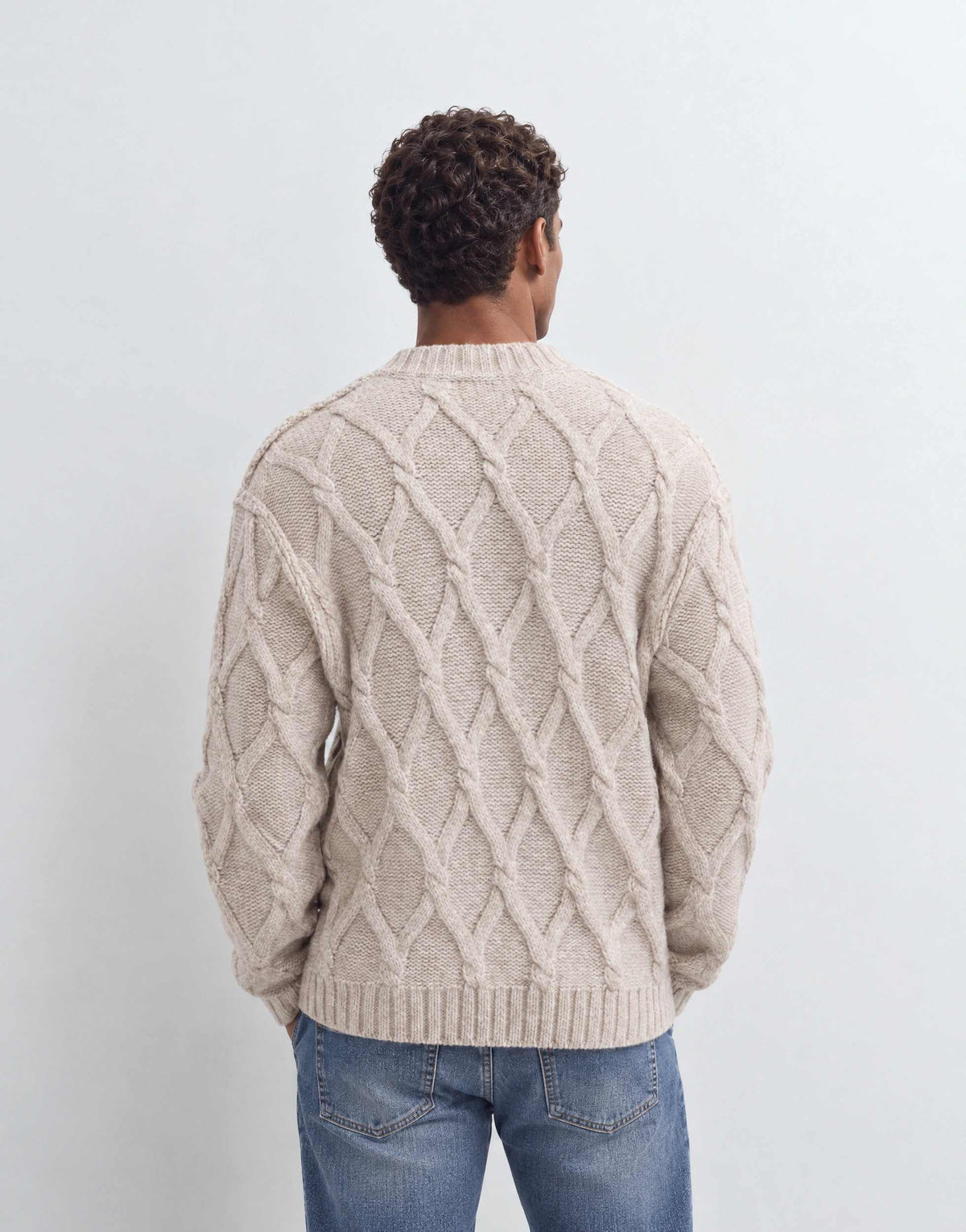 Topman relaxed fit knitted cable cardigan in oatmeal